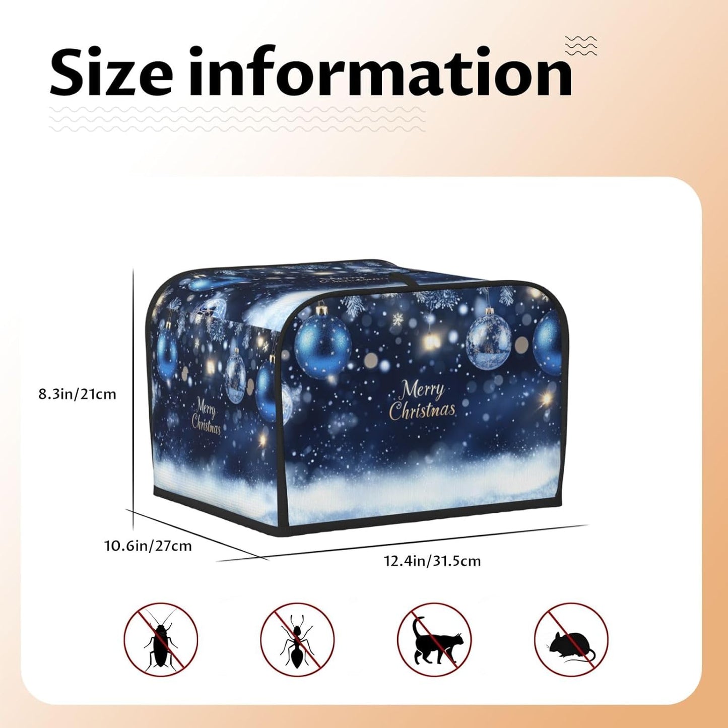 Toaster Cover 4 Slice Christmas Ball Blue Snow Winter Kitchen Small Appliance Covers with Pockets Dust and Fingerprint Protection