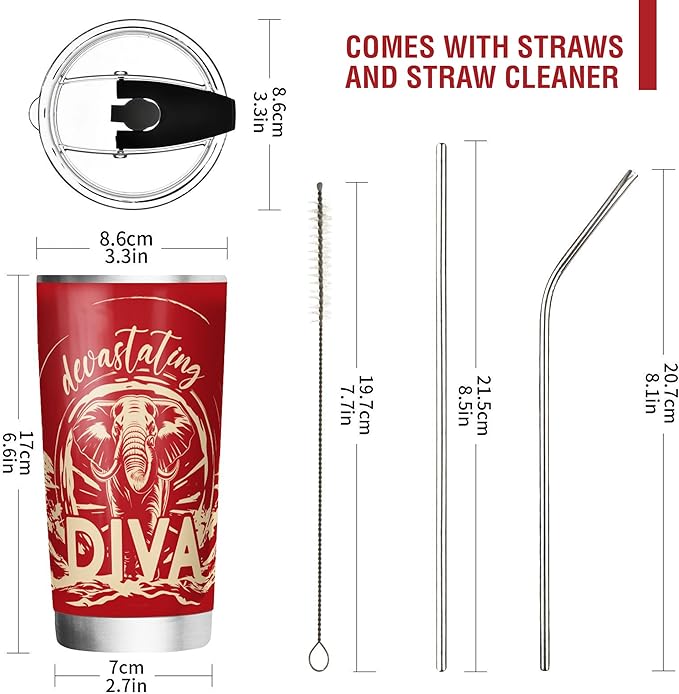 Delta Sigma Theta Sorority Paraphernalia - Official Vendor - 20oz Stainless Steel Insulated Sublimation Tumbler - Devastating Diva