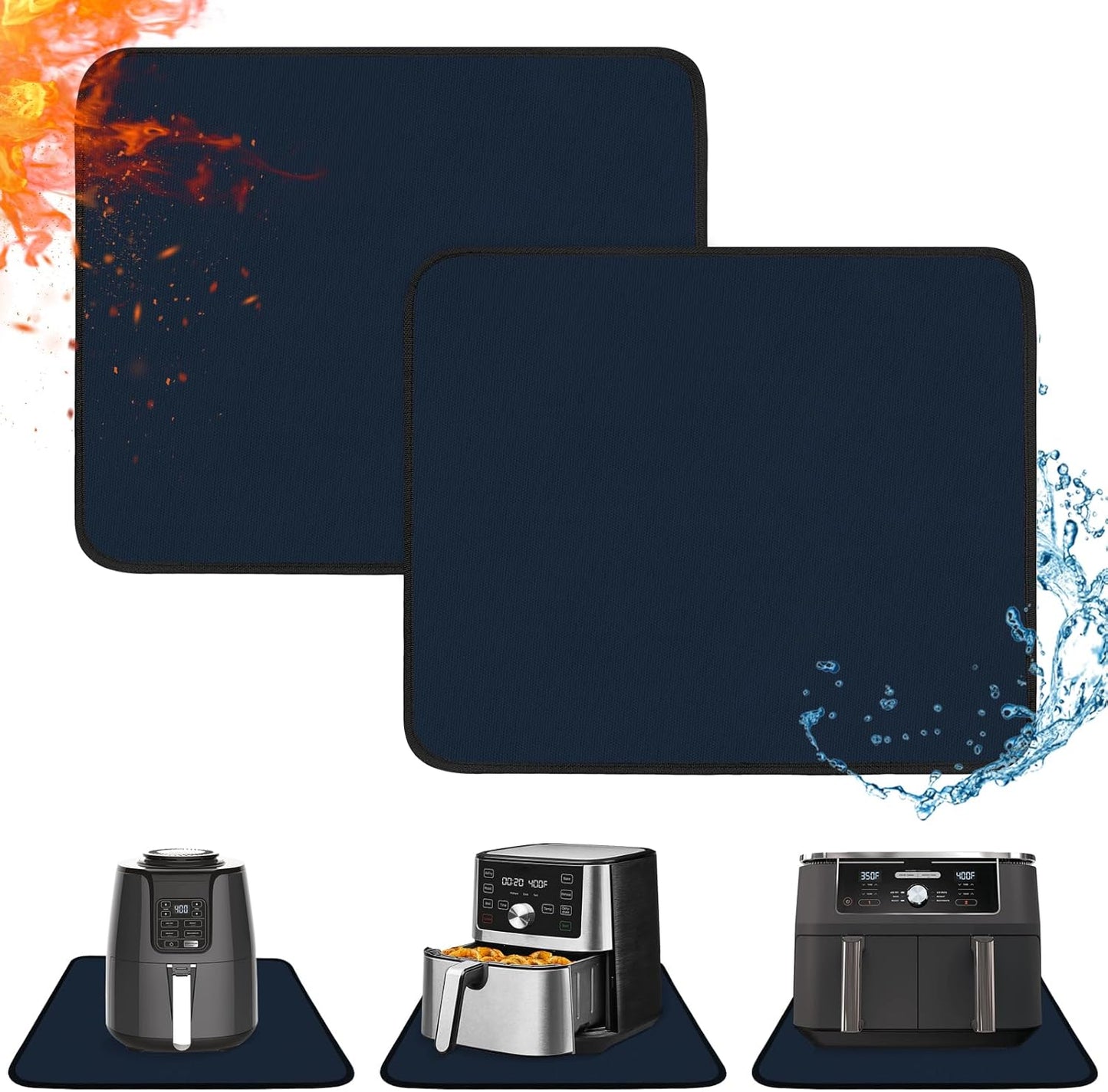Heat Resistant Mats for Countertop - Fireproof 15x18 in Heat Resistant Mats for Air Fryer - Kitchen Countertop Protector for Air Fryer, Coffee Maker, Stand Mixer, Toaster, Oven 2PCS - Blue