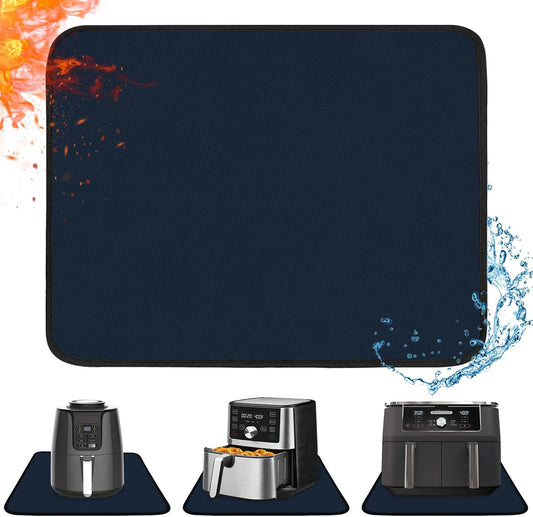 Heat Resistant Mat for Air Fryer, 16 x 24in Heat Resistant Mat for Countertop, Fireproof Silicone Countertop Protector Appliance Slider Mat for Air Fryer, Coffee Maker, Toaster, Oven - Blue