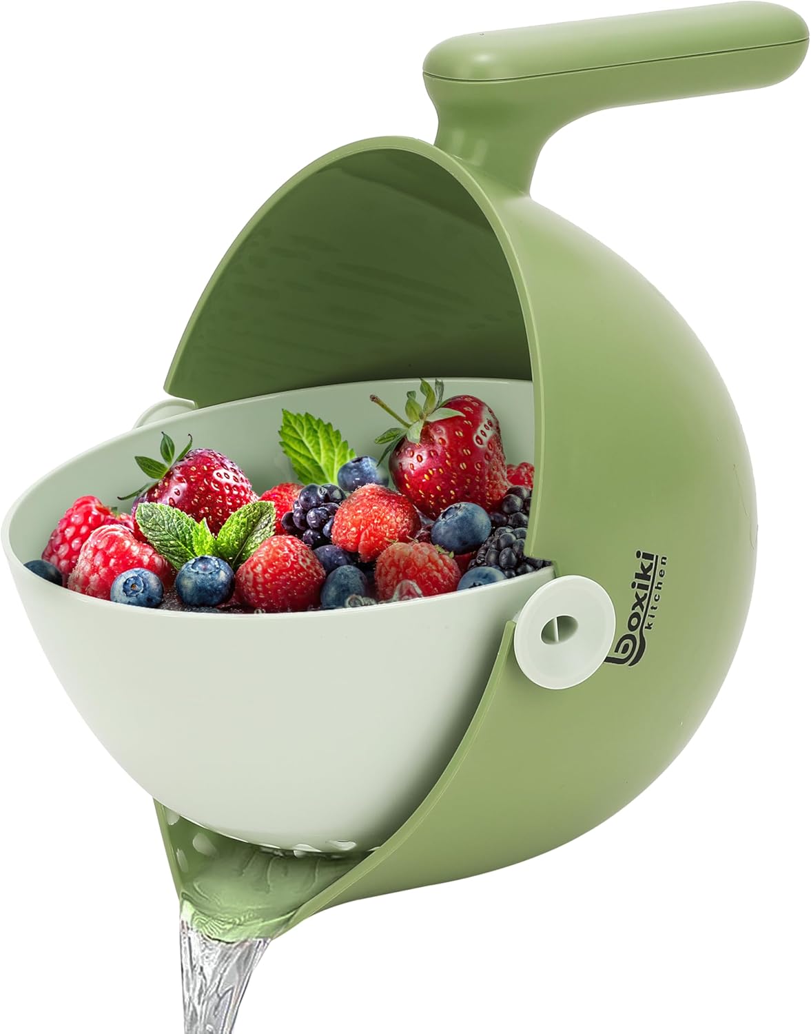 Multi Functional Draining Basket – Double Layer Colander & Bowl Set for Pasta, Fruits, Vegetables & Rice – Durable BPA-Free, Dishwasher Safe (Avocado Green)