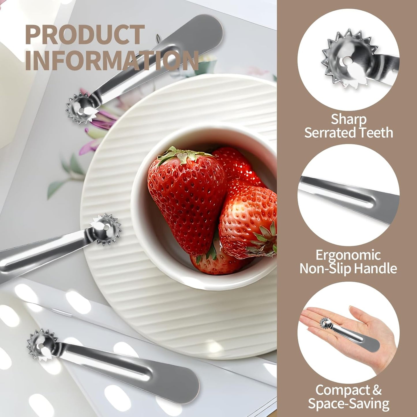 4 PCS Tomato Corer Strawberry Huller Tool,Strawberry Stem Remover,Stainless Steel Fruit Stem Remover for Tomato,Vegetable and Fruit Corers,Perfect for Kitchen