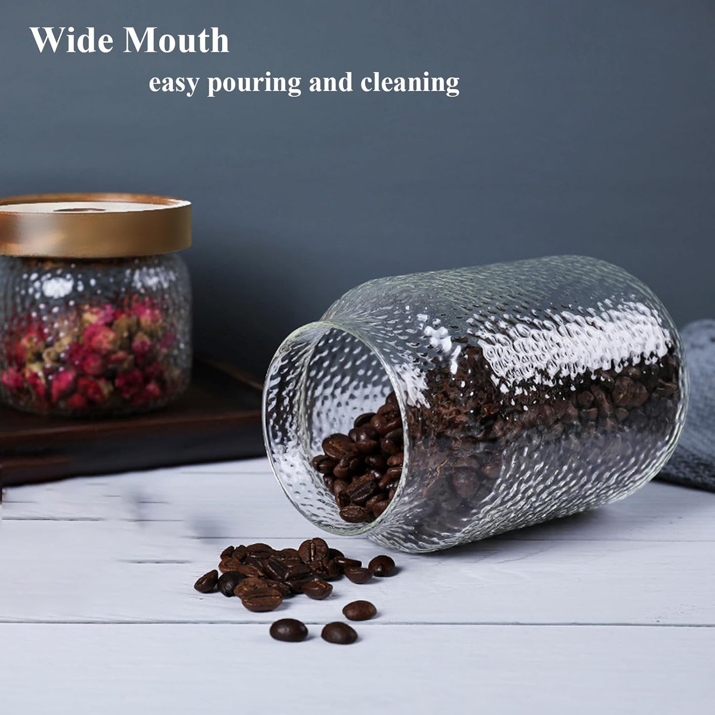 Viovian Glass Coffee Jars With Lids 51 oz Clear Jar With Wood Lid Decorative Glass Storage Jars Container Canister for Food Sugar Coffee Bean Candy Cookie 1500ml