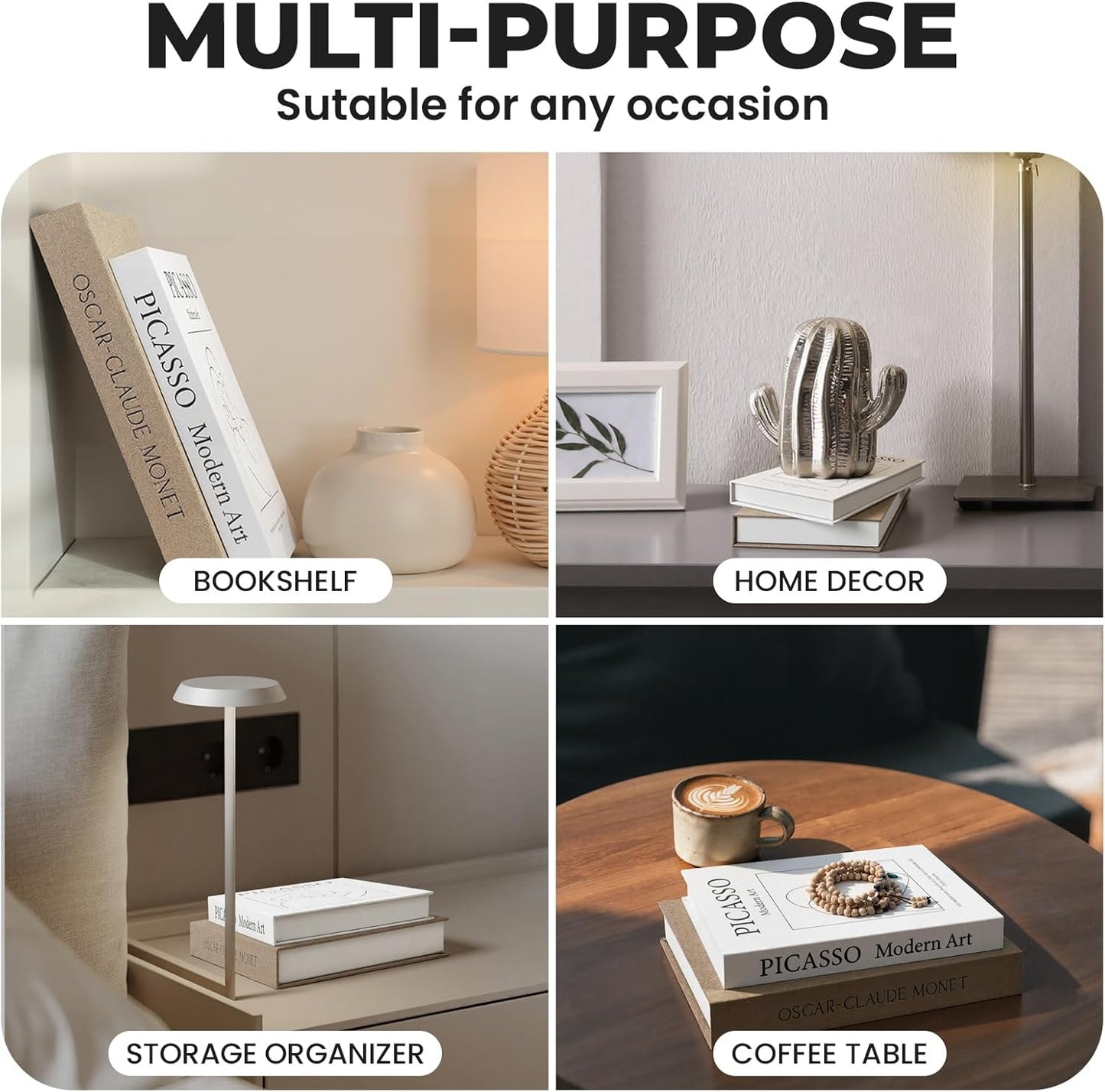 Decorative Books for Home Decor- 2Pcs Linen Decorative Boxes for Aesthetic Room Decoration, Modern Fake Book Storage Boxes for Coffee Table, Bookshelf or Mantle Decor (2Pcs-Tan)