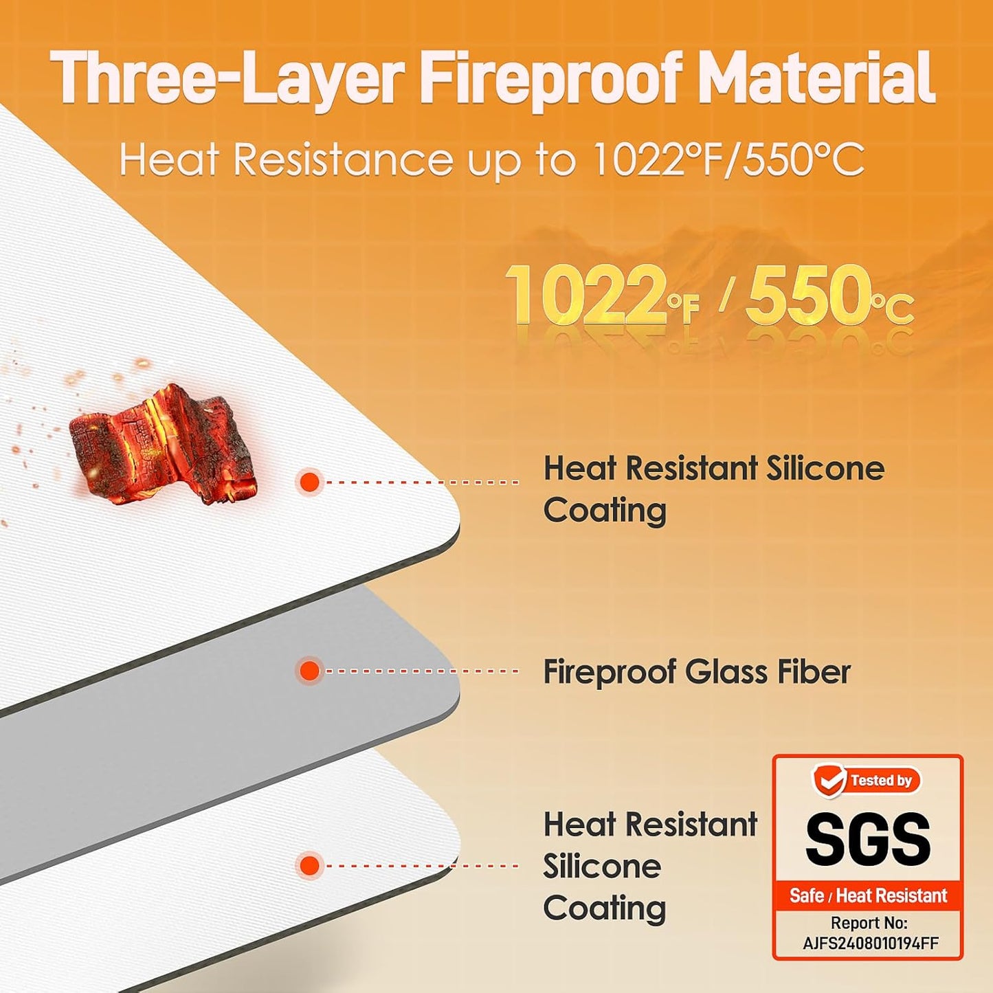 Heat Resistant Mats for Countertop - Fireproof 16x20 in Heat Resistant Mats for Air Fryer - Kitchen Countertop Protector Hot Pad for Air Fryer, Coffee Maker, Stand Mixer, Oven 2PCS - White