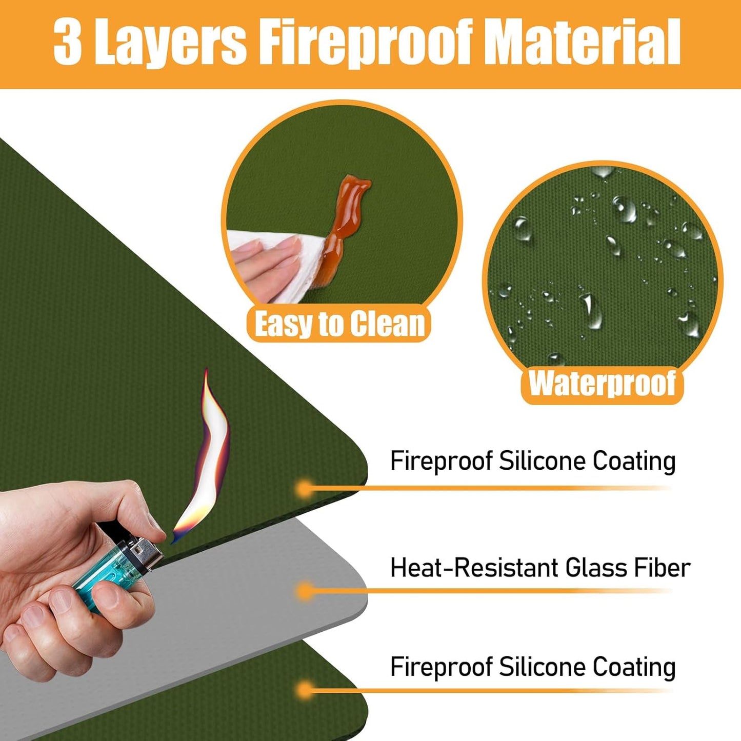 Heat Resistant Mat for Air Fryer, 15 x 18in Countertop Protector, Fireproof Silicone Appliance Slider for Coffee Maker, Toaster, Oven - Green