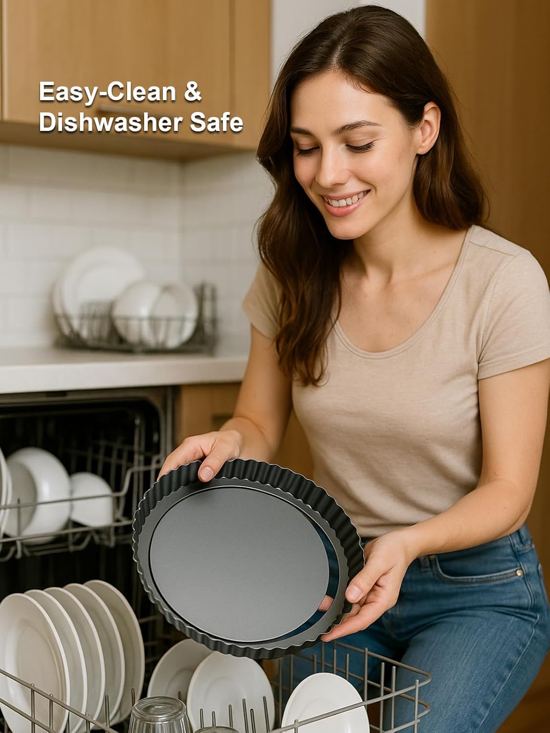 9 Inch Quiche Tart Pans with Pie Cake Server. Removable Bottom, Non-Stick Coating, Rugged Carbon Steel for Tart Quiche Baking. Gift for Women Wife Christmas Thanksgiving Party Festival Family