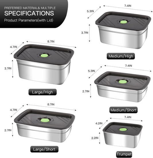10-Piece Stainless Steel Food Storage Container Set with Airtight Lids - Durable, Eco-Friendly Kitchen Organizers for Freshness & Convenience，Pantry, Dishwasher Safe (Various Sizes)