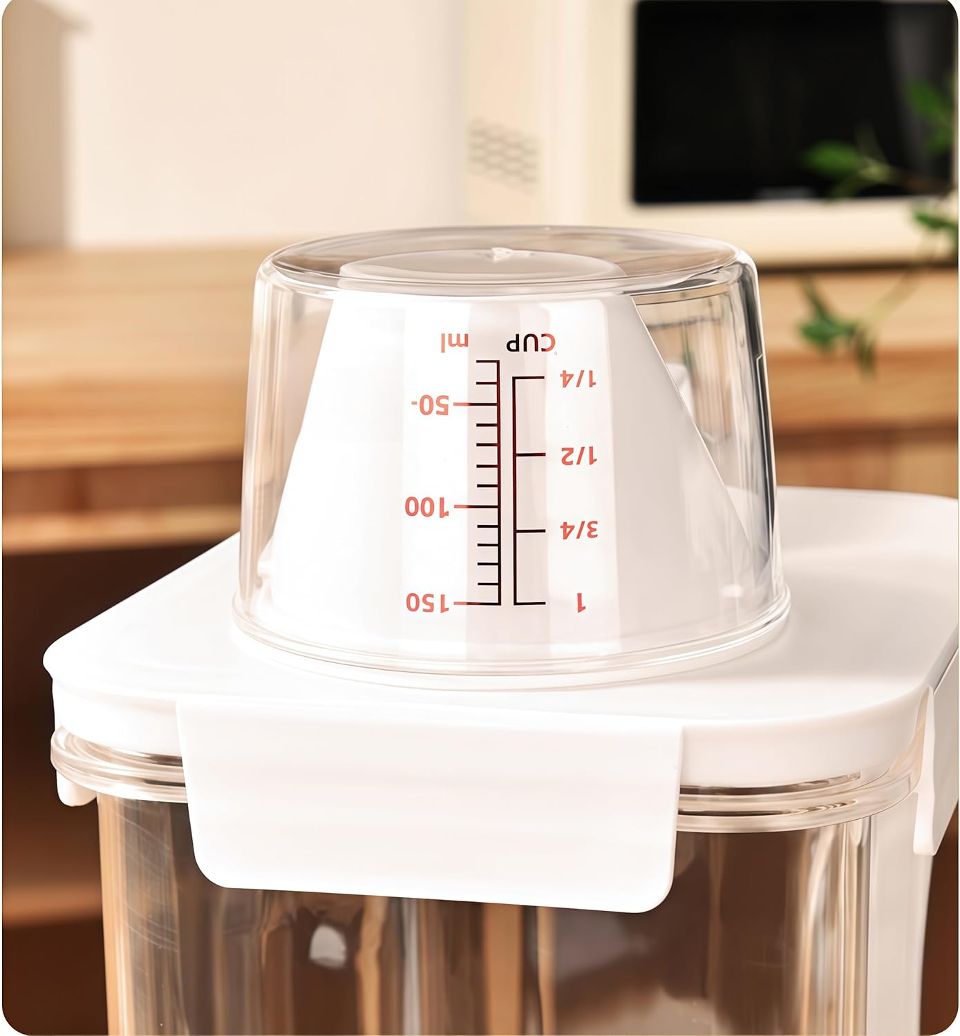 Airtight Food Storage Canisters with Measuring Cup - Ideal for Cereal, Flour & Sugar | Kitchen Pantry Organization Containers, Dry Food Storage (2800ml)