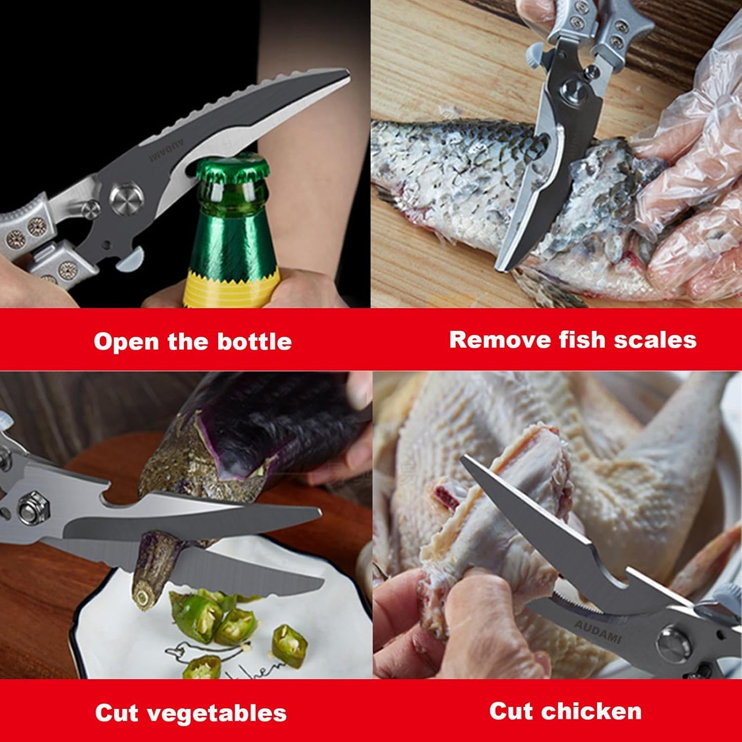 2 Pack Kitchen Shears,Heavy Duty Stainless Steel All-Purpose Poultry Meat Scissors for Cooking-Dishwasher Safe