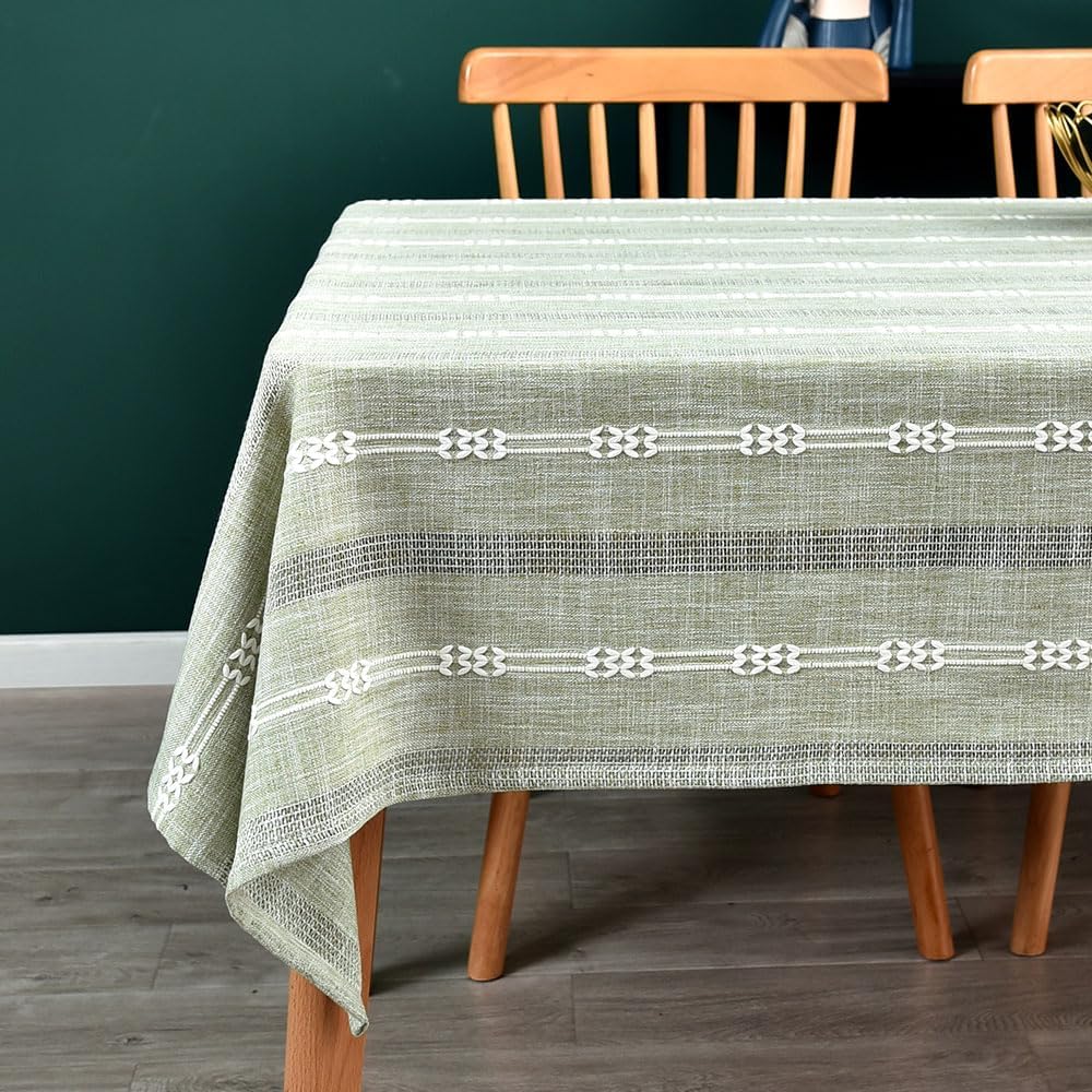 Heavy Duty Cotton Table Cloth for Rectangle Table Sage Green Tablecloth Rectangular Farmhouse Vintage Tablecloth Washable Rustic Table Cover (Sage Green, 52''x70'')