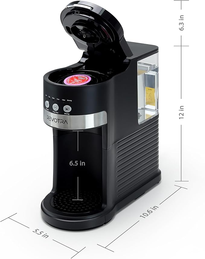 Single Serve Coffee Maker for Pods & Ground Coffee, 6 to 14oz Brew Sizes, Strong Brew Option, Fast Brewing, Compact Design with Removable 40oz Reservoir, Travel Mug Friendly, Black