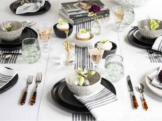 Solino Home Linen Table Runner 36 Inches - 100% Pure Linen Black and White Farmhouse Table Runner 14 x 36 Inch Ideal for Dresser and Coffee Tables - Fall, Autumn, Halloween, Thanksgiving, Holiday