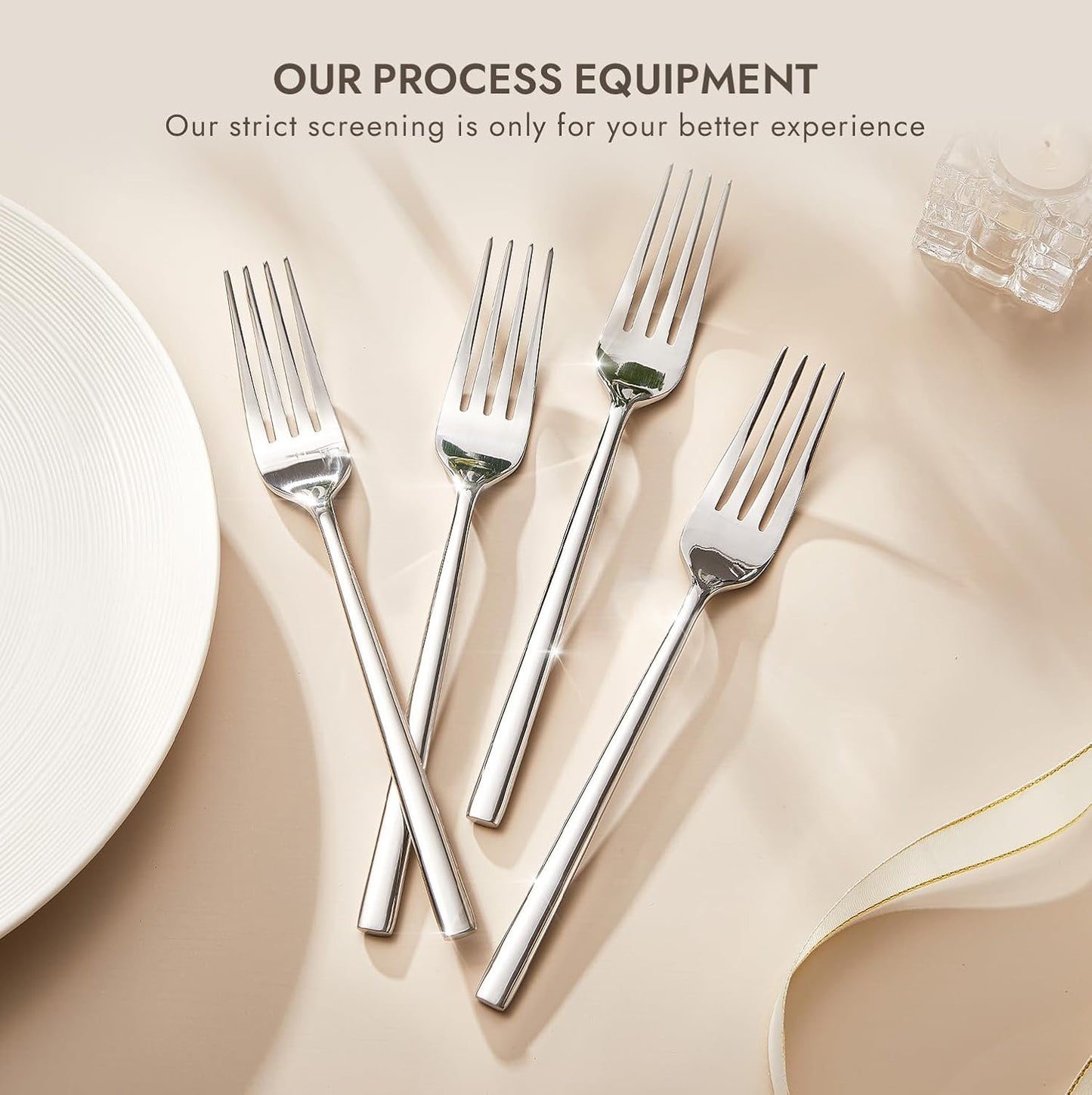 KINGSTONE Dinner Forks Set, 24-Piece Silverware Flatware Cutlery Dessert Forks (8.3-Inch), Forged Food-Grade Stainless Steel, Mirror Finish & Dishwasher Safe, Use for Kitchen, Home, Wedding, Party