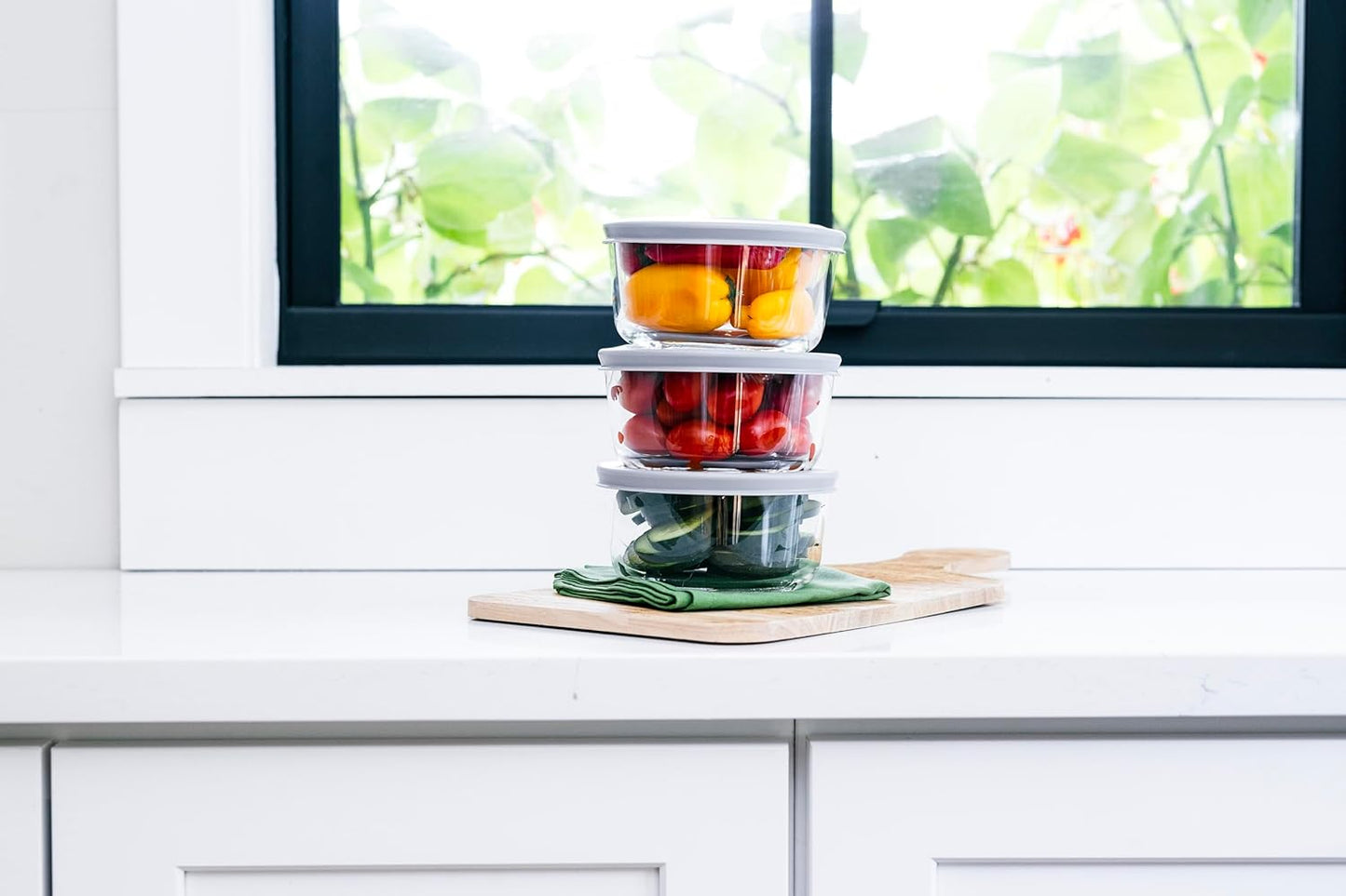 DURA LIVING 6-Piece Glass Food Storage Containers Set (3 Containers + 3 BPA-Free Lids) | 4-Cup, Leakproof | Microwave, Freezer, Oven & Dishwasher Safe | Ideal for Meal Prep & Pantry Organization