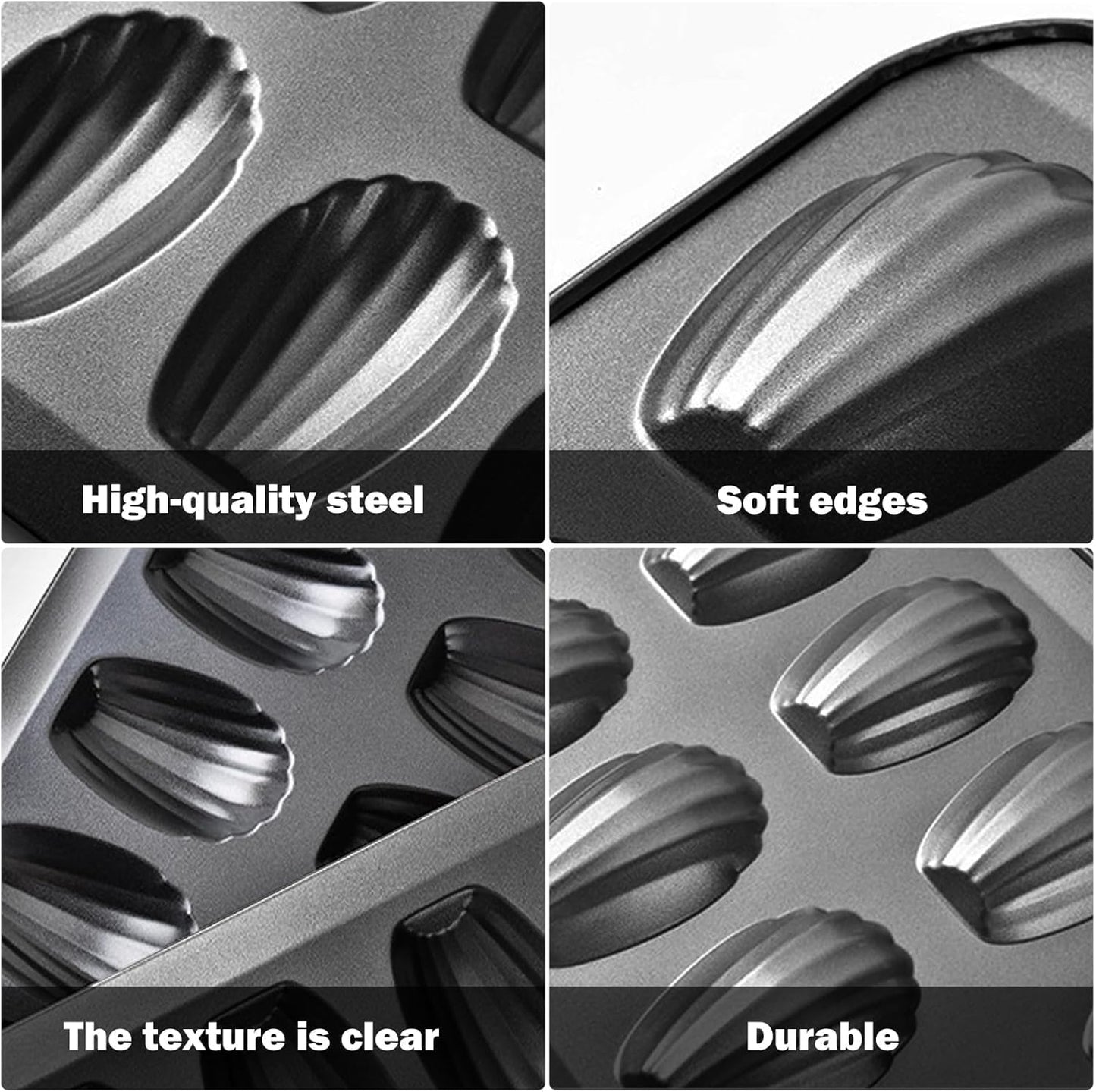 2pc Nonstick Madeleine Pan for Baking, 12-Cavity Shell Shape Cake and Cookie Mold Tray, Carbon Steel Cookie Molds, Send Goods from Local Warehouse