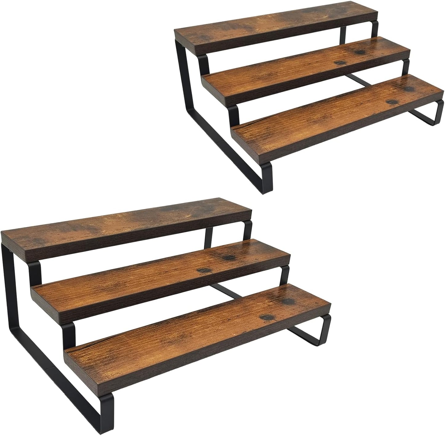 2 Pack 3 Tier Expandable Spice Rack Organizer (13.8” to 26”)Display Riser Stand, Kitchen Cabinet Countertop Pantry Coffee Bar Display Shelf for Spice, Liquor, Perfume, Makeup, Figure, Dolls Collection