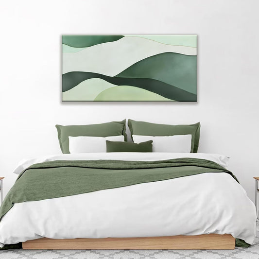 Suconvng Abstract Canvas Art Wall Decor Green White Wall Art Irregular Shapes Painting Abstract Art Prints Minimalist Decor Artwork For Bedroom Kitchen Office Bathroom Wall Art 20"×40"