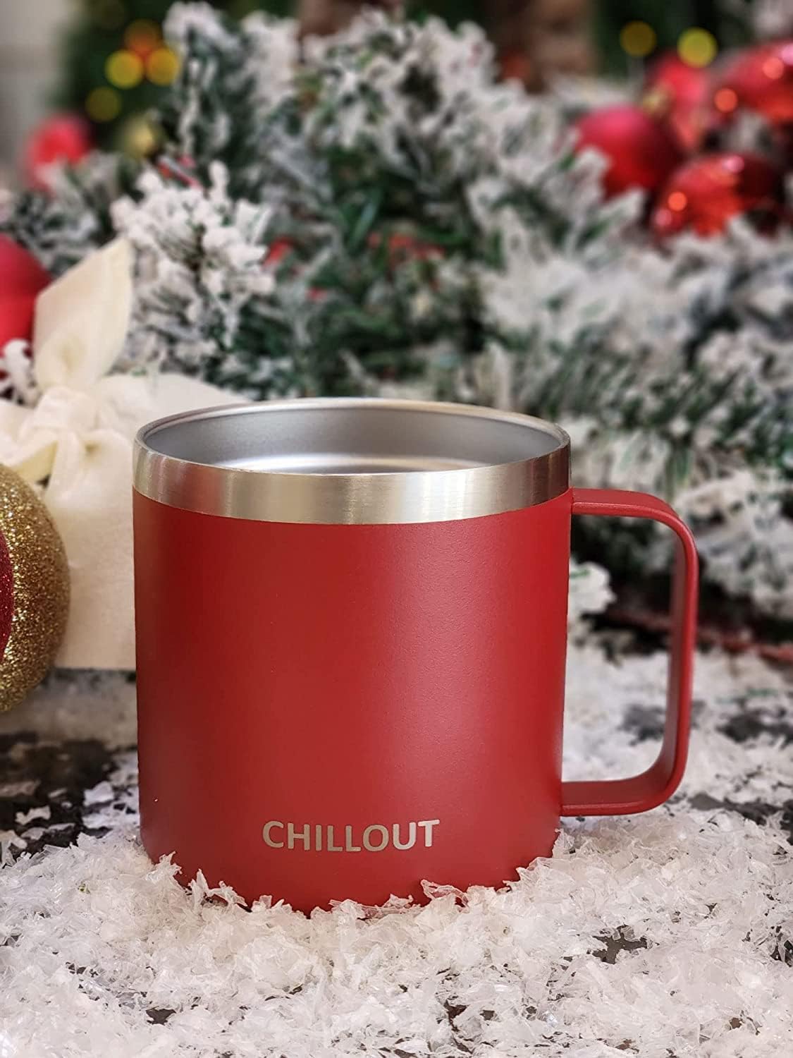 CHILLOUT LIFE Stainless Steel 16 oz Vacuum Insulated Coffee Mug with Handle and Lid, Large Thermal Camping Coffee Mugs with Sliding Lid for Men & Women, Keeps your Beverages Hot/Cold, 2 Pack