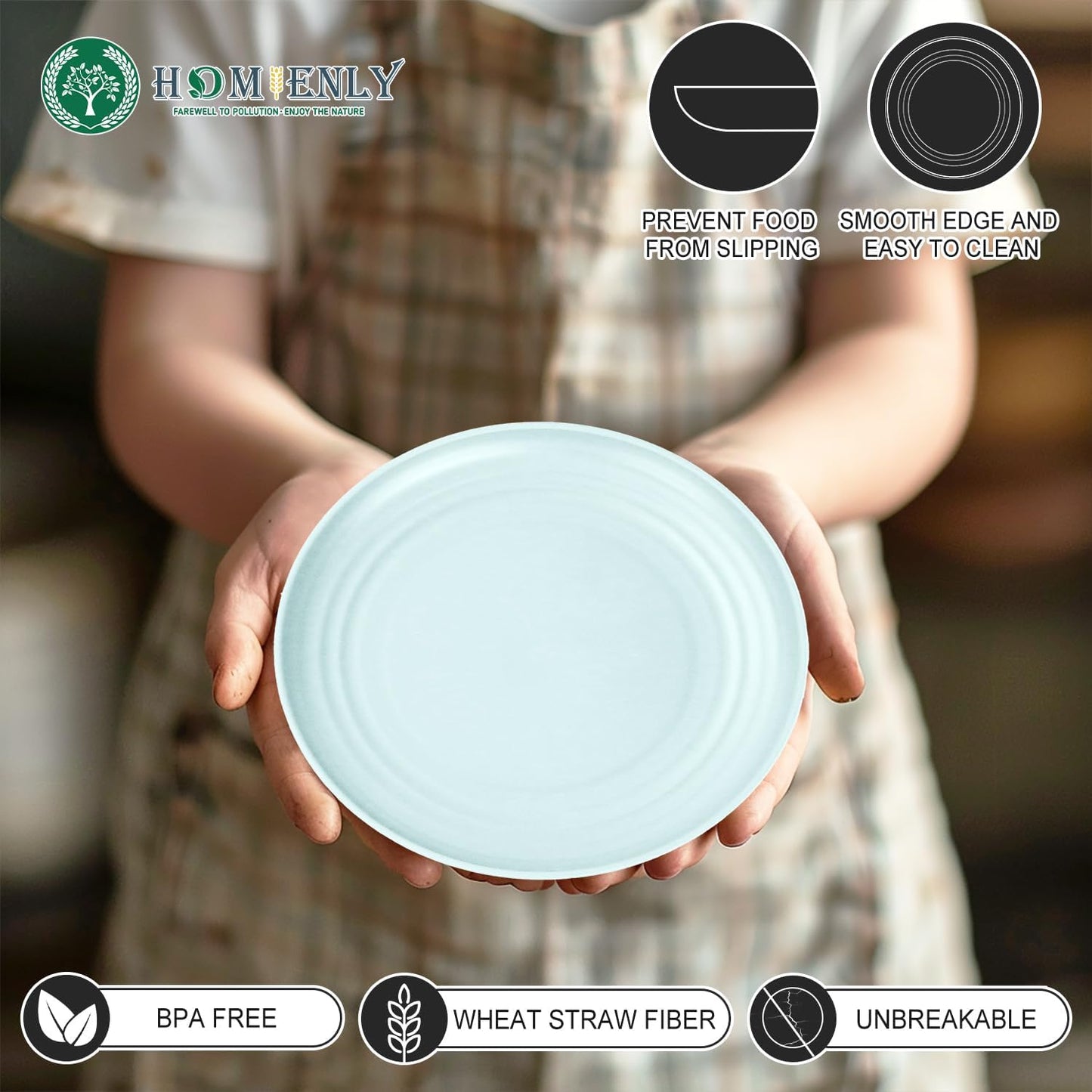 Homienly Dessert Plates Set of 8 Wheat Straw Mini Dinner Plates for Snack, Appetizer and Side Dish (Island Series)