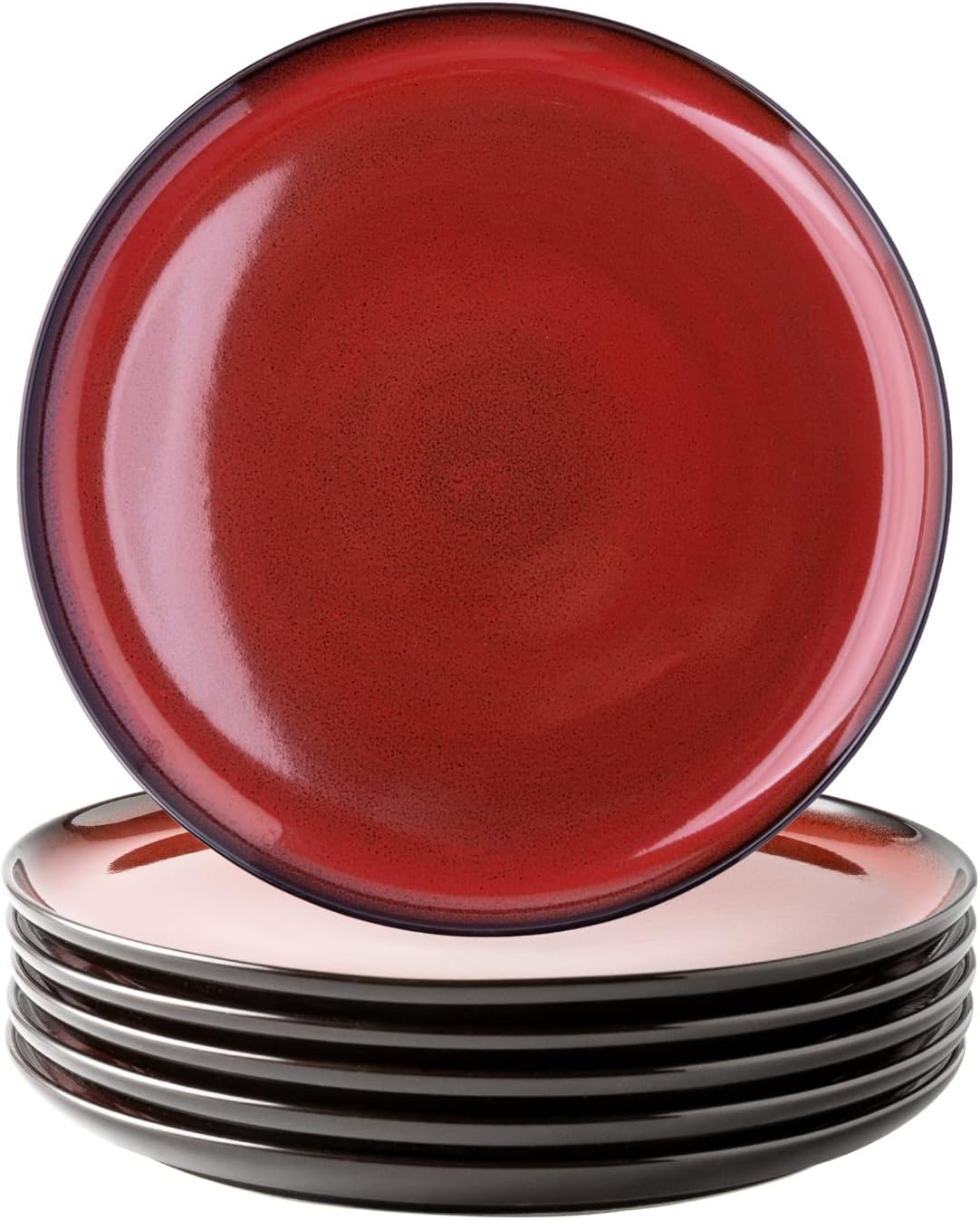 LERATO Ceramic Dinner Plates Set of 6, 10.5 Inch Reactive Glaze Porcelain Plates, Modern Shape Dinnerware Dishes Set for Kitchen,Oven& Microwave & Dishwasher Safe, Scratch Resistant