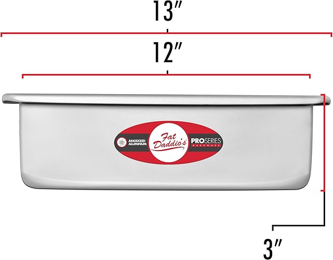 Fat Daddio's PSQ-12123 Anodized Aluminum Square Cake Pan, 12 x 3 Inch