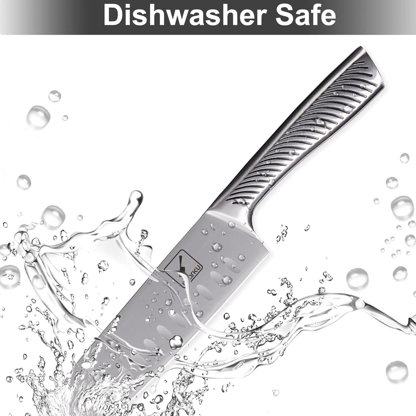 Knife Block Set, 15Pcs High Carbon Stainless Steel Knife Set with Block, Kitchen Knife Set Black, Dishwasher Safe, Build-in Sharpener