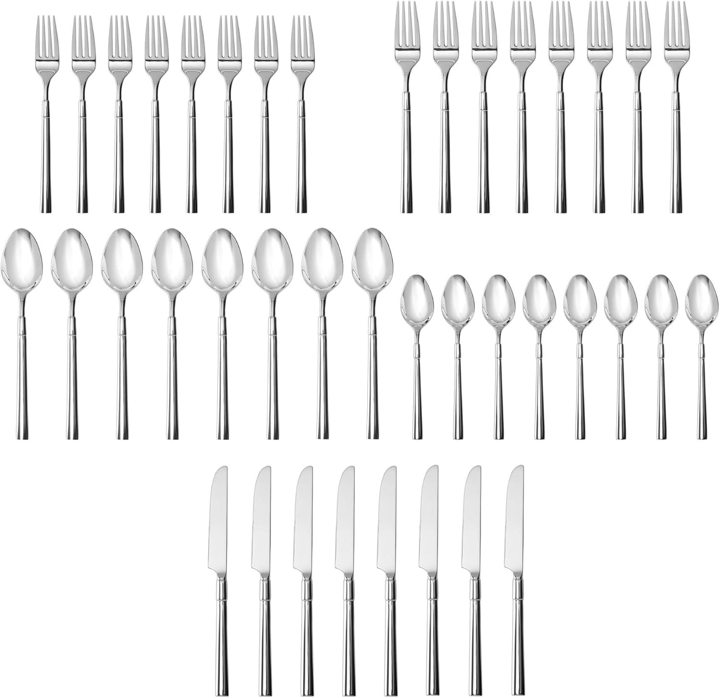 Fortessa Lloyd 18/10 Stainless Steel, 40 Piece Flatware Set (Service for 8), Silver