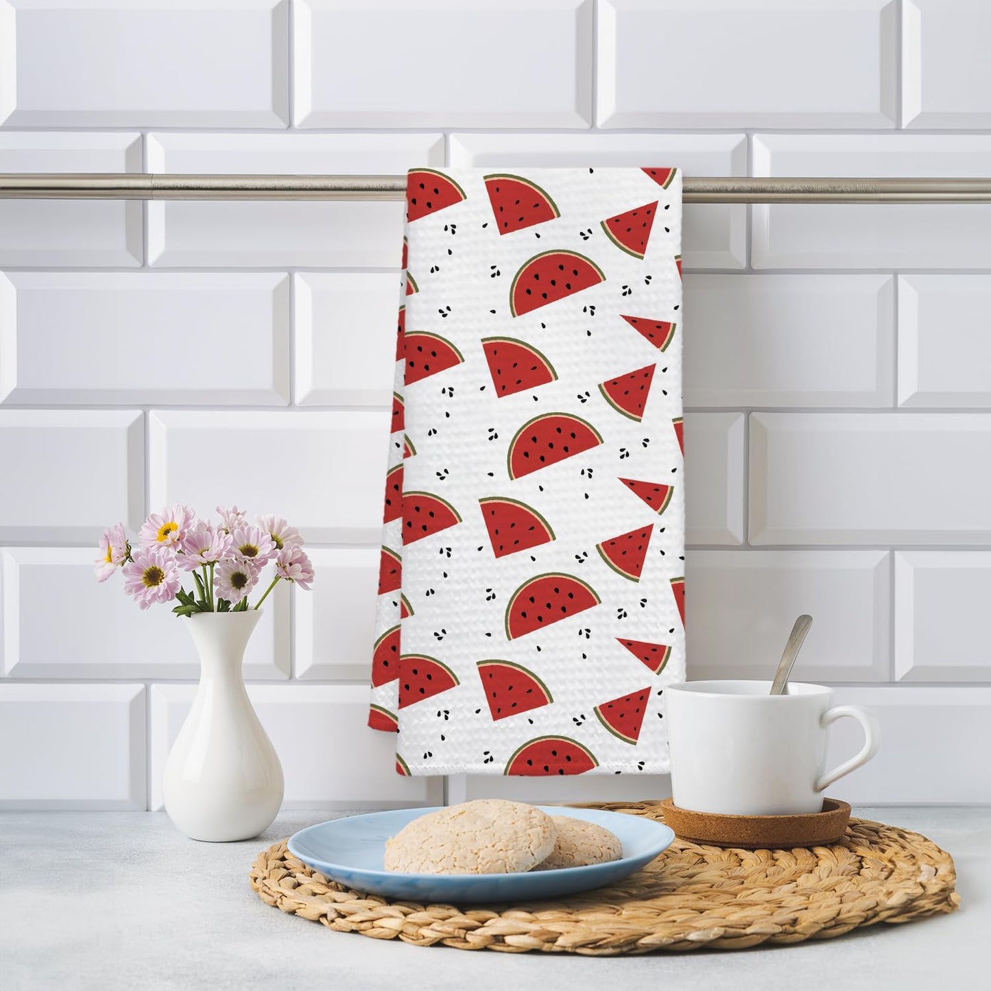 Watermelon Decor Kitchen Towel, Watermelon Hand Towel Dish Towel for Kitchen Bathroom Decor, Fruit Lover Gifts, 16x24 Inches