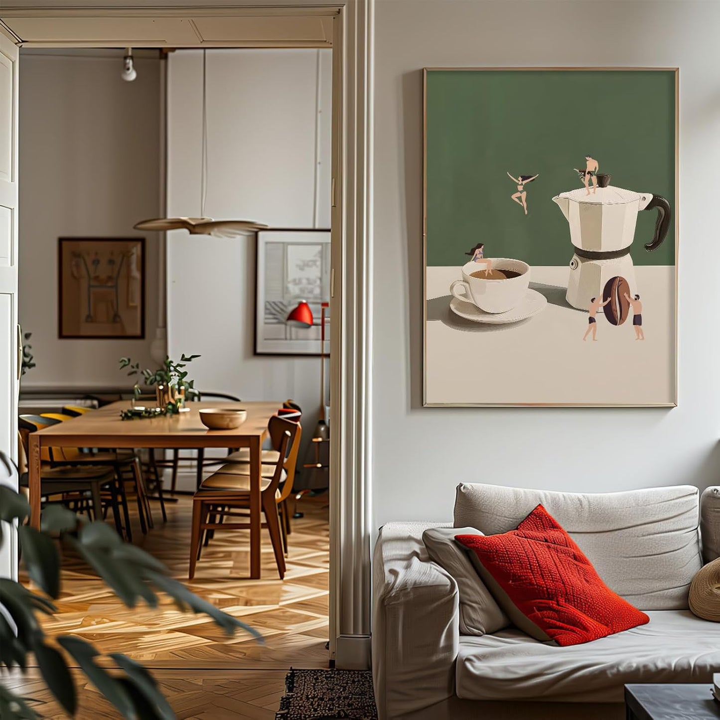 ZHGYGBN Kitchen Wall Art Vintage Abstract Kitchen Poster Restaurant Picture Funny Coffee Canvas Wall Art Ideas Bar Lovers Gift 16x24Inch Unframed Decor for Coffee Shop Home Bar Modern Living Rooms