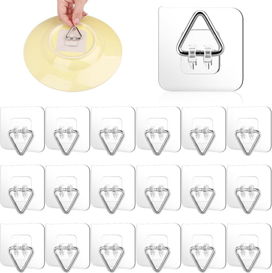 18 Pack Invisible Plate Hangers for The Wall, Vertical Adhesive Wall Plate Hangers for Display, Art, Pictures, Decorative, 2.25 Inch