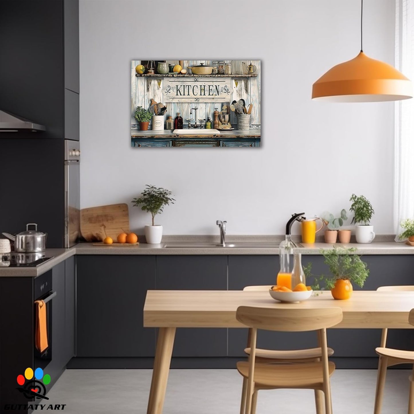 GUTTATY Farmhouse Wall Art Rustic Kitchen Decor, Ready to Hang Tidy Kitchen,Vintage Posters Prints for Dinning Room Home Kitchen Restaurant Painting 24×36 Inch