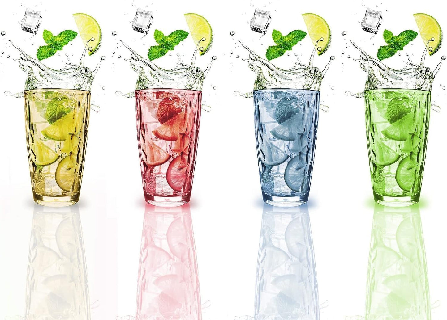 16 oz Plastic Tumblers Drinking Glasses, Clear Acrylic Drinking Cups Wine Glasses Beverage Cups Tumbler for Poolside Party, Outdoor&Indoor, Stackable, Dishwasher Safe, Easy to Clean, Large Capacity