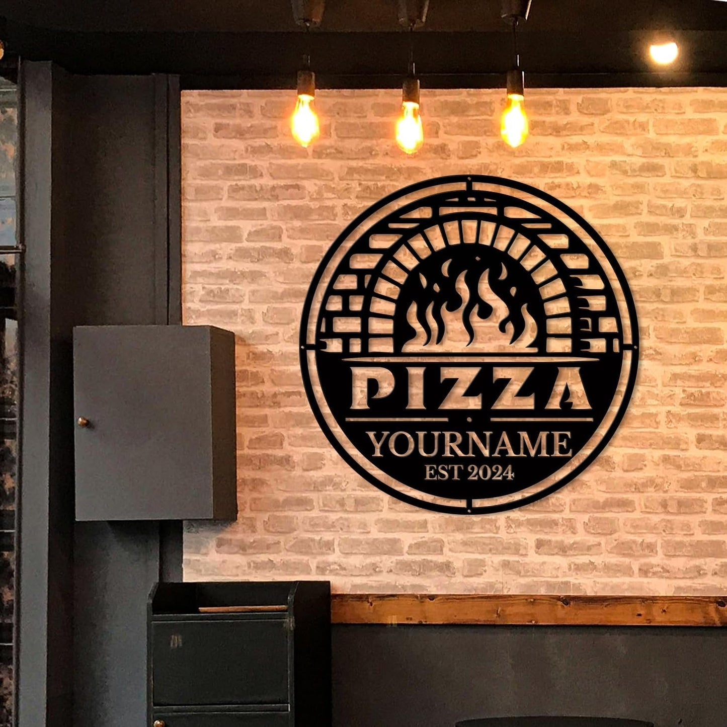 magilab Personalized Pizza Metal Sign, Custom Kitchen Wall Decor for Home & Outdoor, Food Lover Gift (Style D)