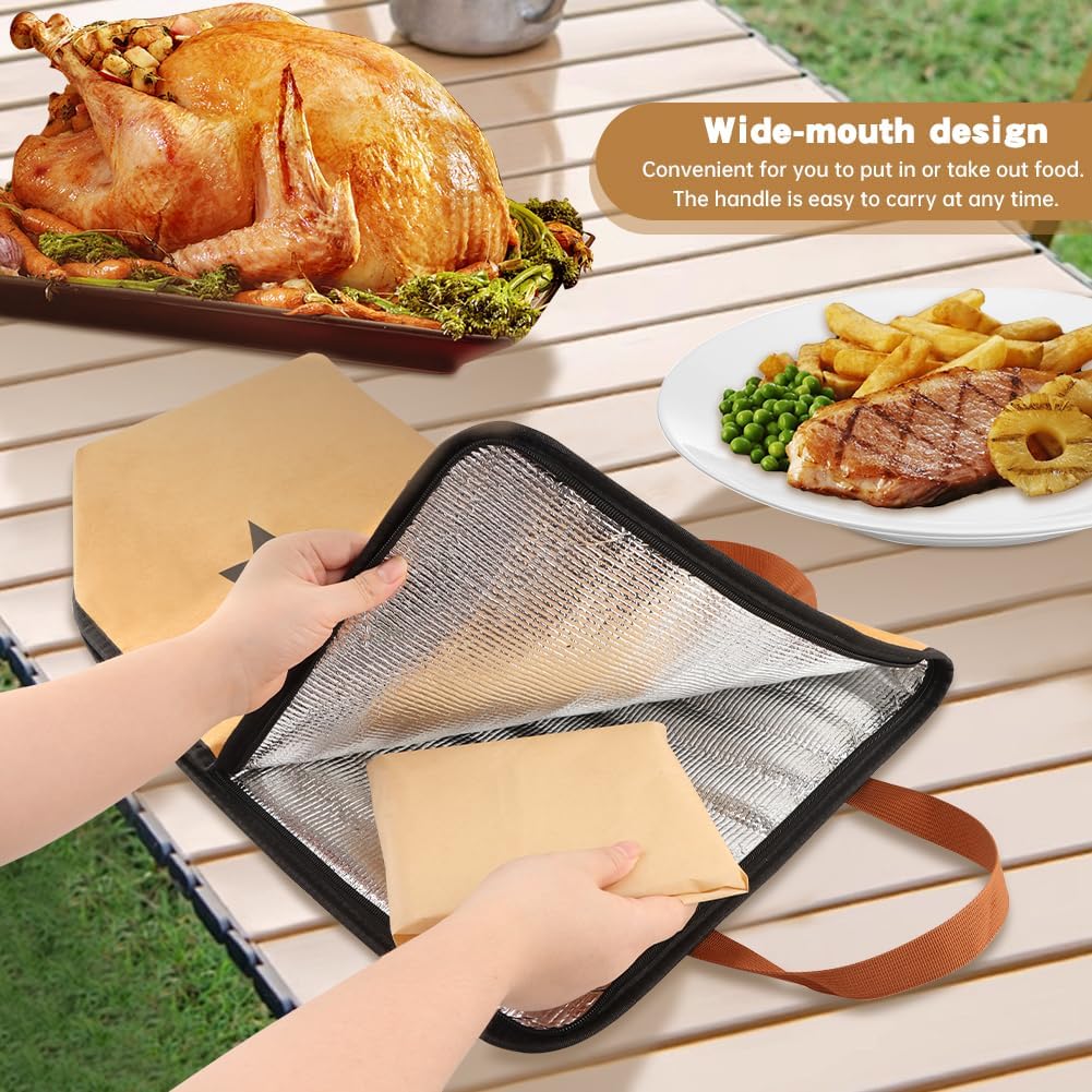 BBQ Blanket for Resting Meat, 21 inch Reusable Smoker Grilling Meat Resting Bag with Zippers, BBQ Accessories for Large Brisket/Beef/Turkey, Gifts for Men(Include 50 Deli Paper)