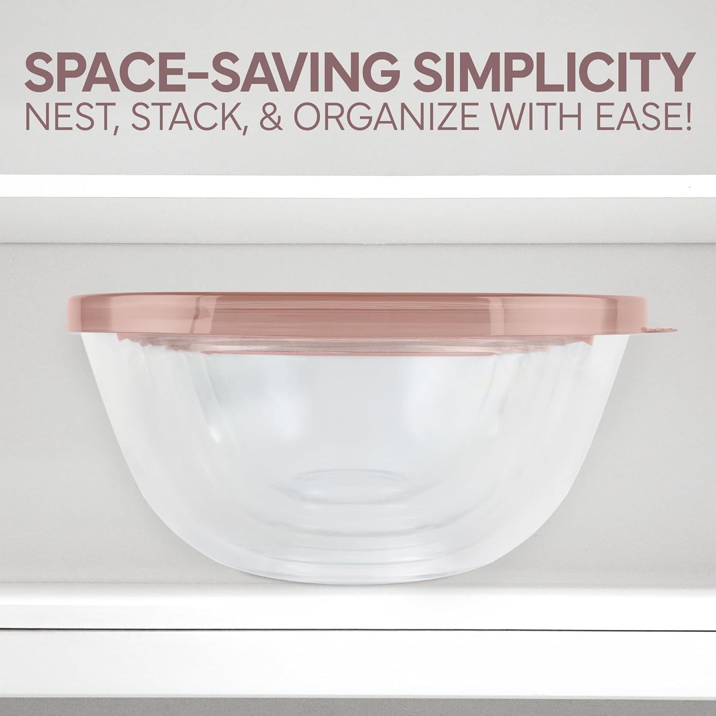 COOK WITH COLOR 12 Pc Glass Mixing Bowl Set with Lids – Borosilicate Glass Nesting Bowls for Cooking, Baking and Meal Prep, Pink