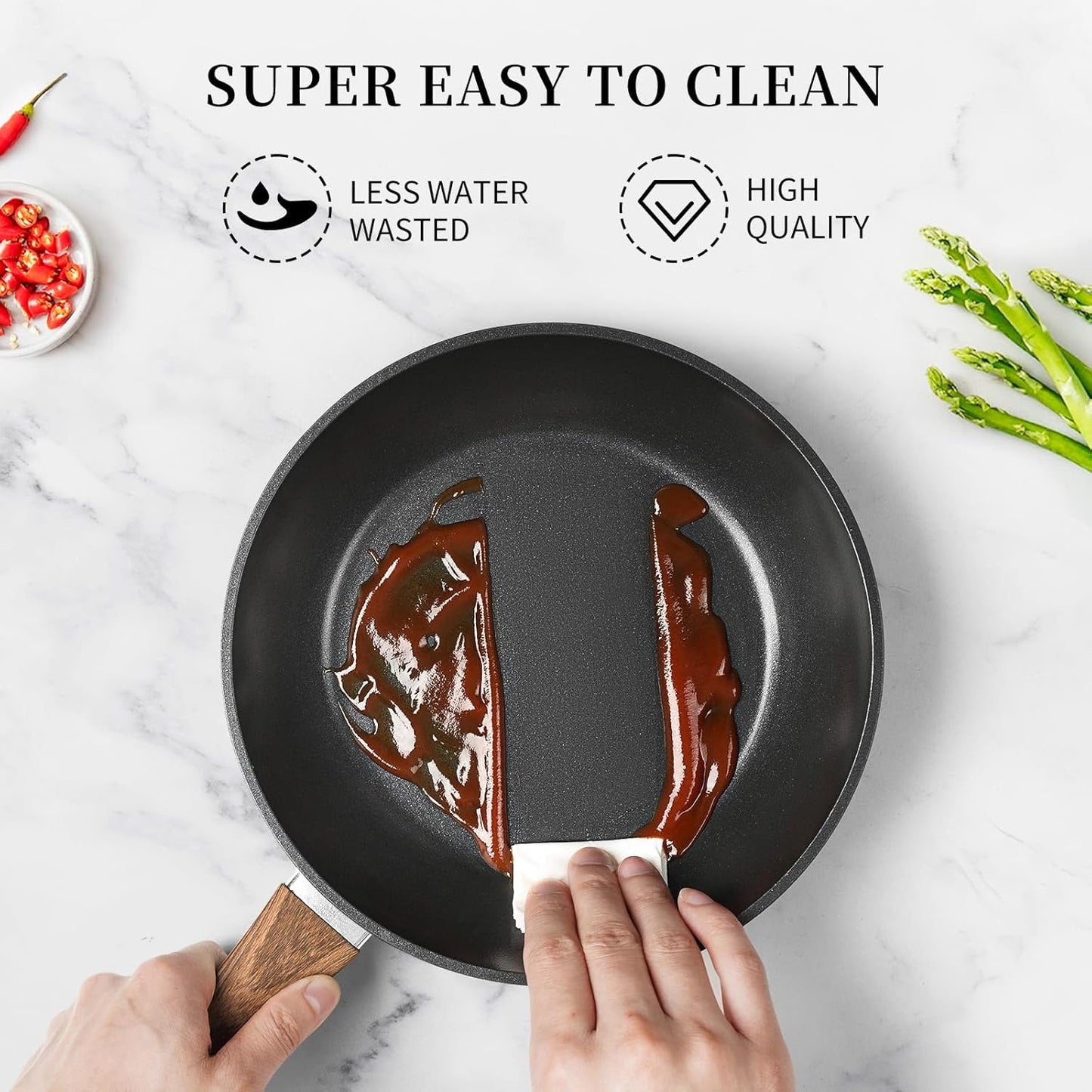 Innwewell 11 inch Nonstick Frying Pan, Non Stick Frying Pan Large Skillet Pan Omelette chef's Pan, Induction Compatible, No Toxic & PFOA Free, Black