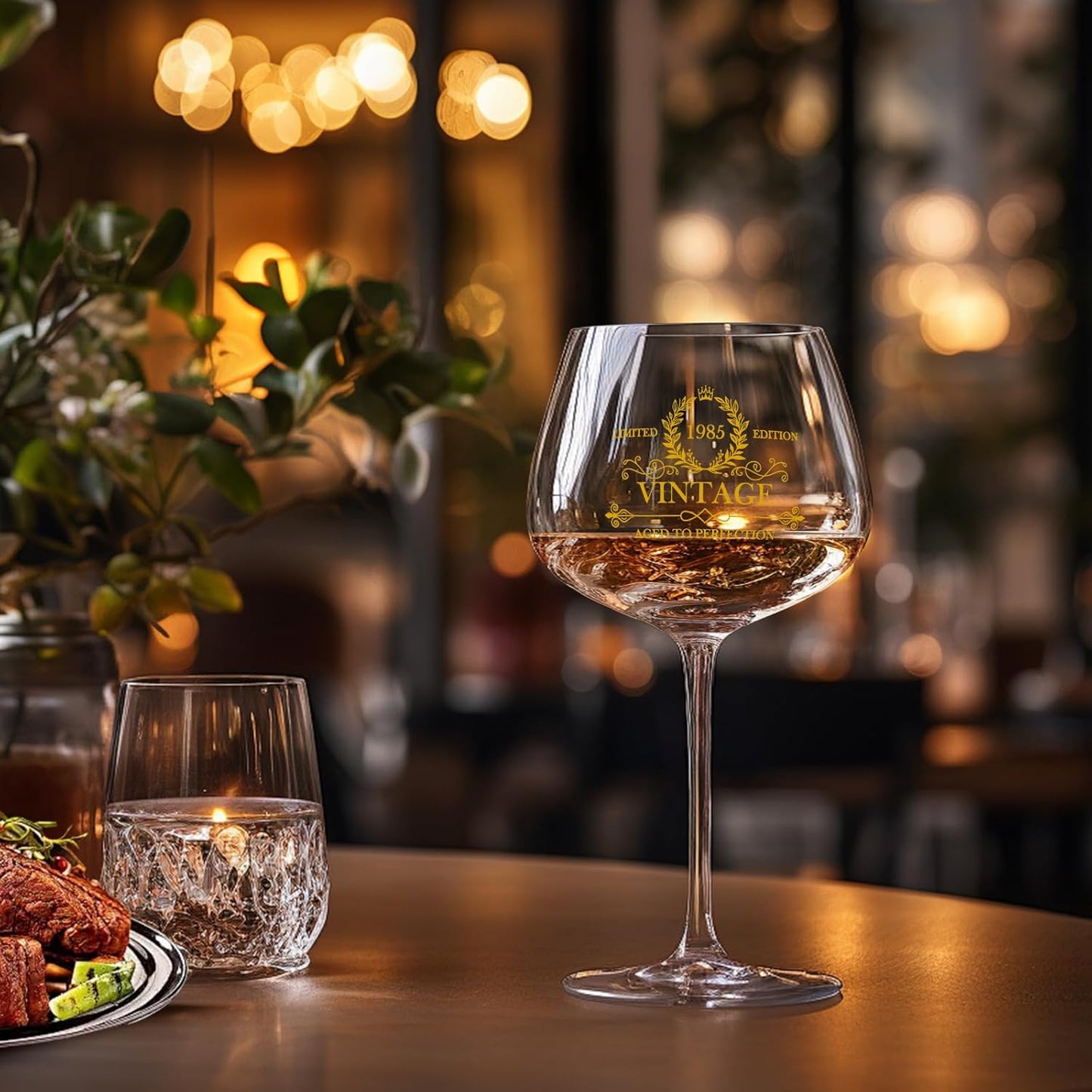 40th Birthday Gifts Women, 20Oz Vintage 1985 Wine Glass with Golden Letter, 40th Birthday Decorations For Women, Funny 40 Bday Gift Ideas For Her, Friends, Sister, Mom - Turning 40 Present