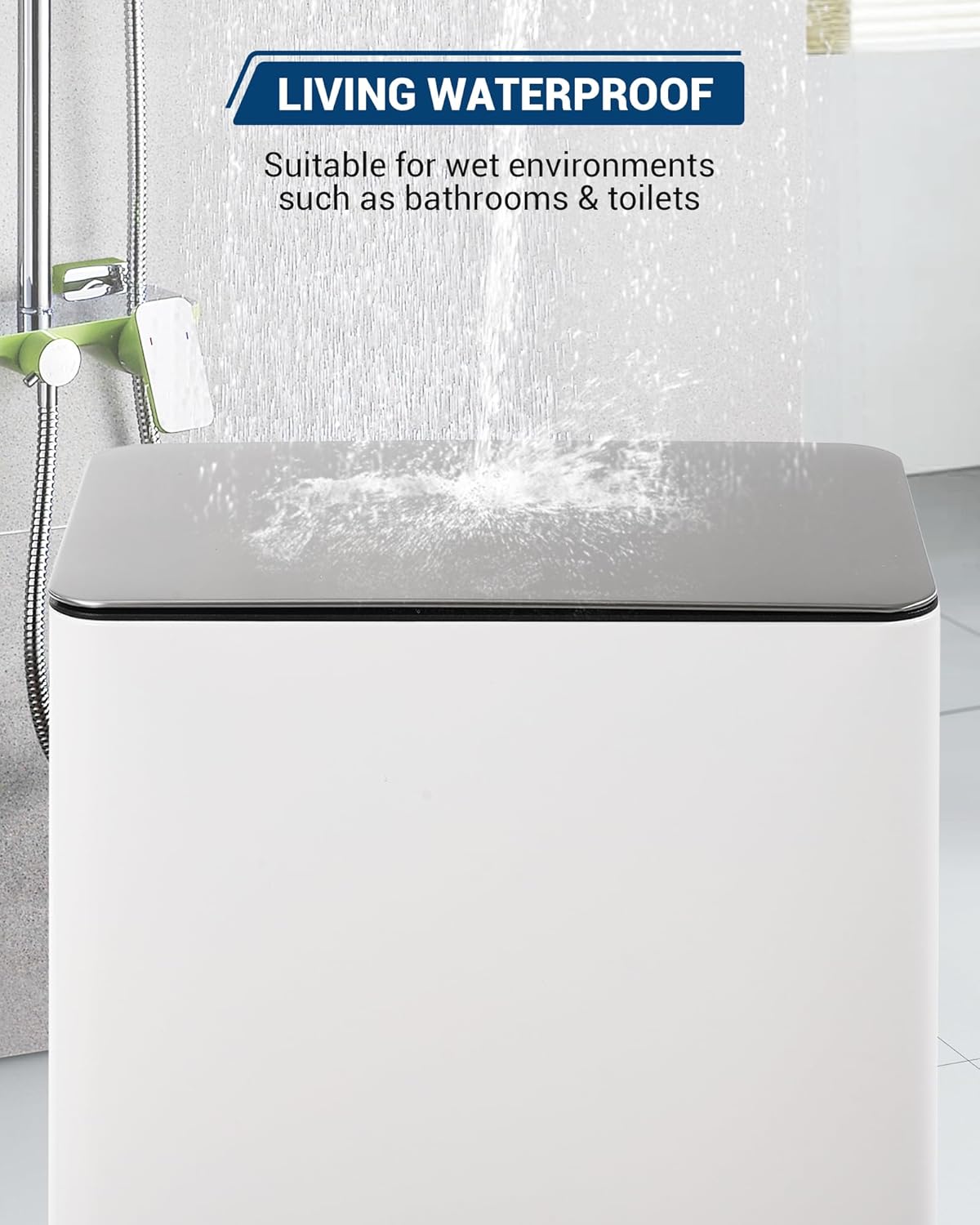 4 Gallon Stainless Steel Trash Can with Soft Close Lid, Step-on Bathroom & Kitchen Garbage Bin, Compact Slim Design with Removable Inner Bucket for Office, Living Room