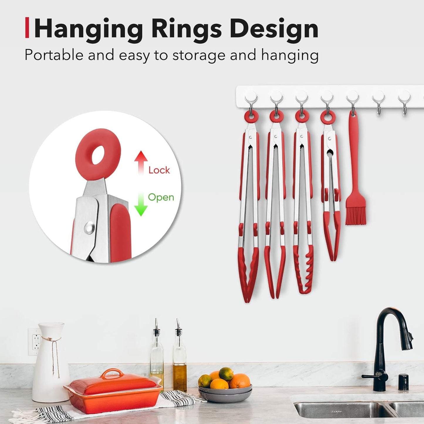 5-Pack Silicone Tongs for Cooking,Maywe Tanso 4PCS 13-Inch Kitchen Tongs with Silicone Tips,Nonstick Stainless Steel Tong for Steak Pie Pizza Pasta Spaghetti Salad BBQ Buffet,Plus Brush