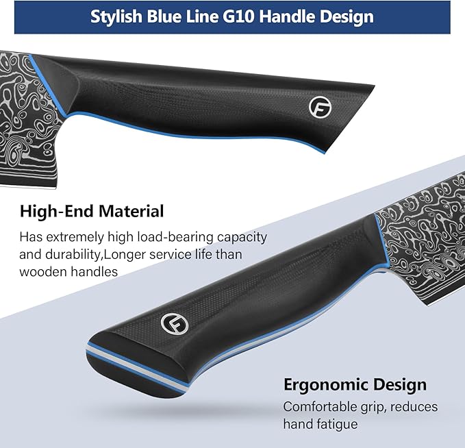 7 inch Nakiri Knife, Sharp Kitchen Knife Professional Asian Chef Knife in 67-Layer Japanese Damascus Steel, Multipurpose Meat Cleaver Vegetable Knife with G10 Handle