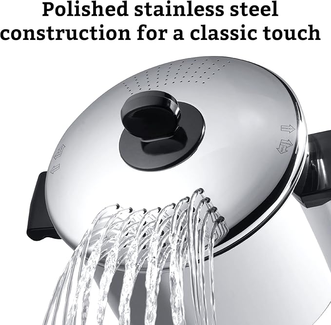 Farberware Classic Series Stainless Steel 8-Quart Covered Straining Stockpot with Lid, Stainless Steel Pot with Lid, Silver