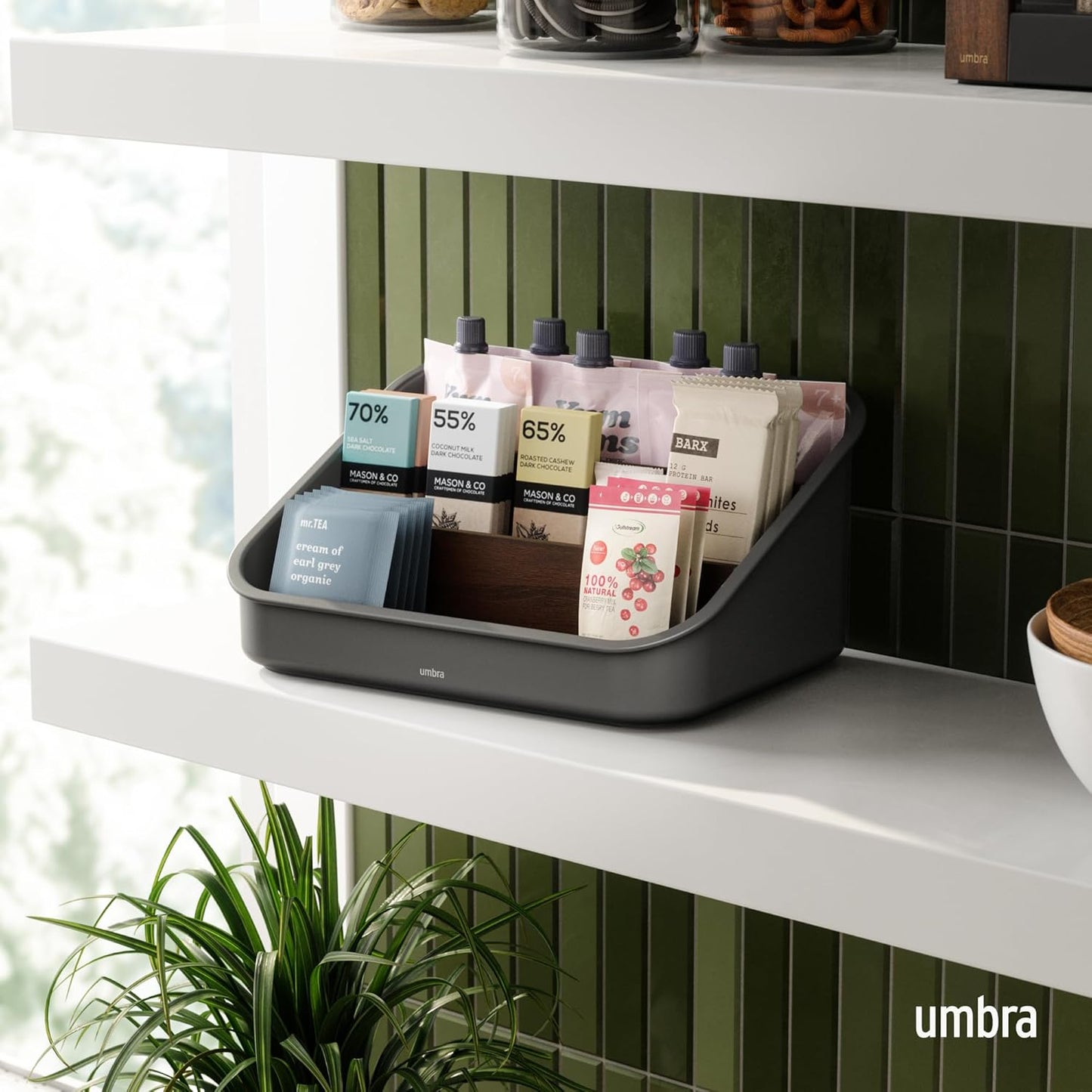 Umbra Bellwood Countertop Organizer, Black/Walnut
