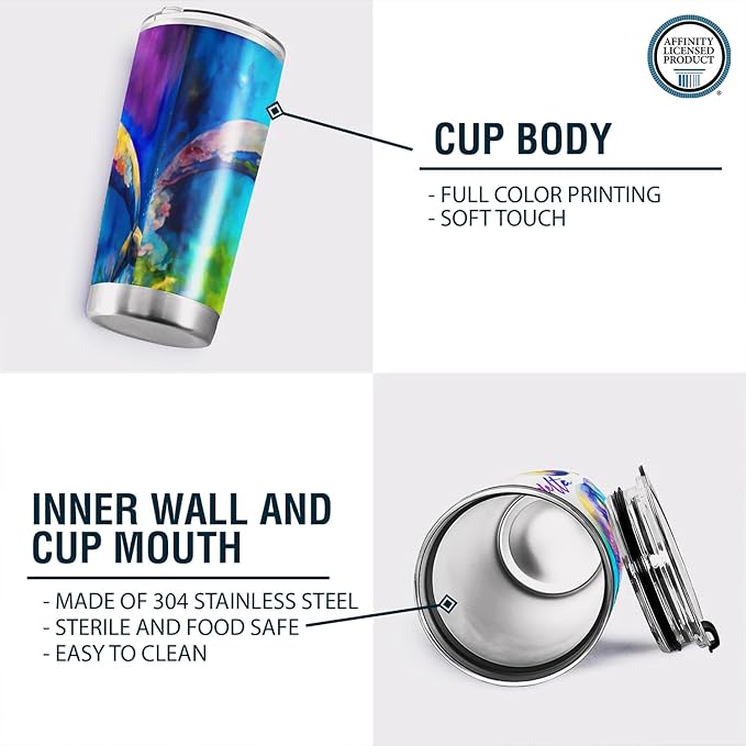 Tri Delta Sorority Paraphernalia - Official Vendor - 20 oz Stainless Steel Insulated Sublimation Tumblers - Dolphins Rainbow