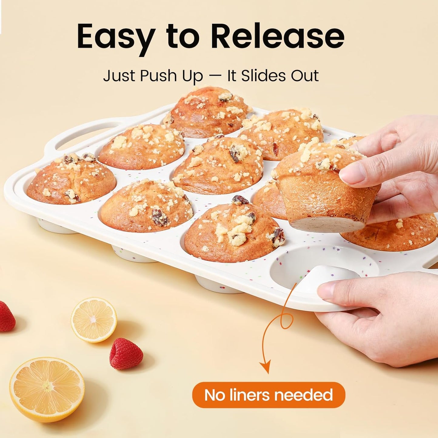 mary Silicone Muffin Pan with Metal Reinforced Frame - Mini Muffin Pan for Homemade Muffins, Cupcakes, and Bread, Oven and Dishwasher Safe - Set of 2, 6-Cup and 12-Cup