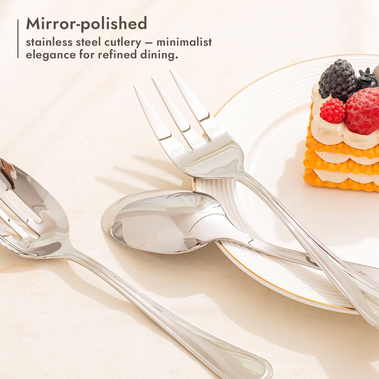 KINGSTONE 12 Piece Teardrop Serving Utensils Set, 18/10 Stainless Steel Serving Utensils, Slotted Spoons, Forks, Tongs, Cake Server, Butter Knife for Buffet, Catering, Wedding, Party