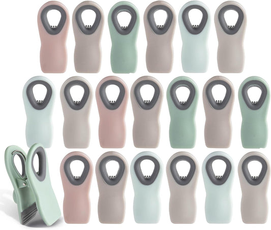 COOK WITH COLOR Bag Clips with Magnet- Food, Chip and Bag Clips for Food Storage with Airtight Seal Grip for Bread Bags, Snack Bags and Food Bags (Mint, Pack of 20)