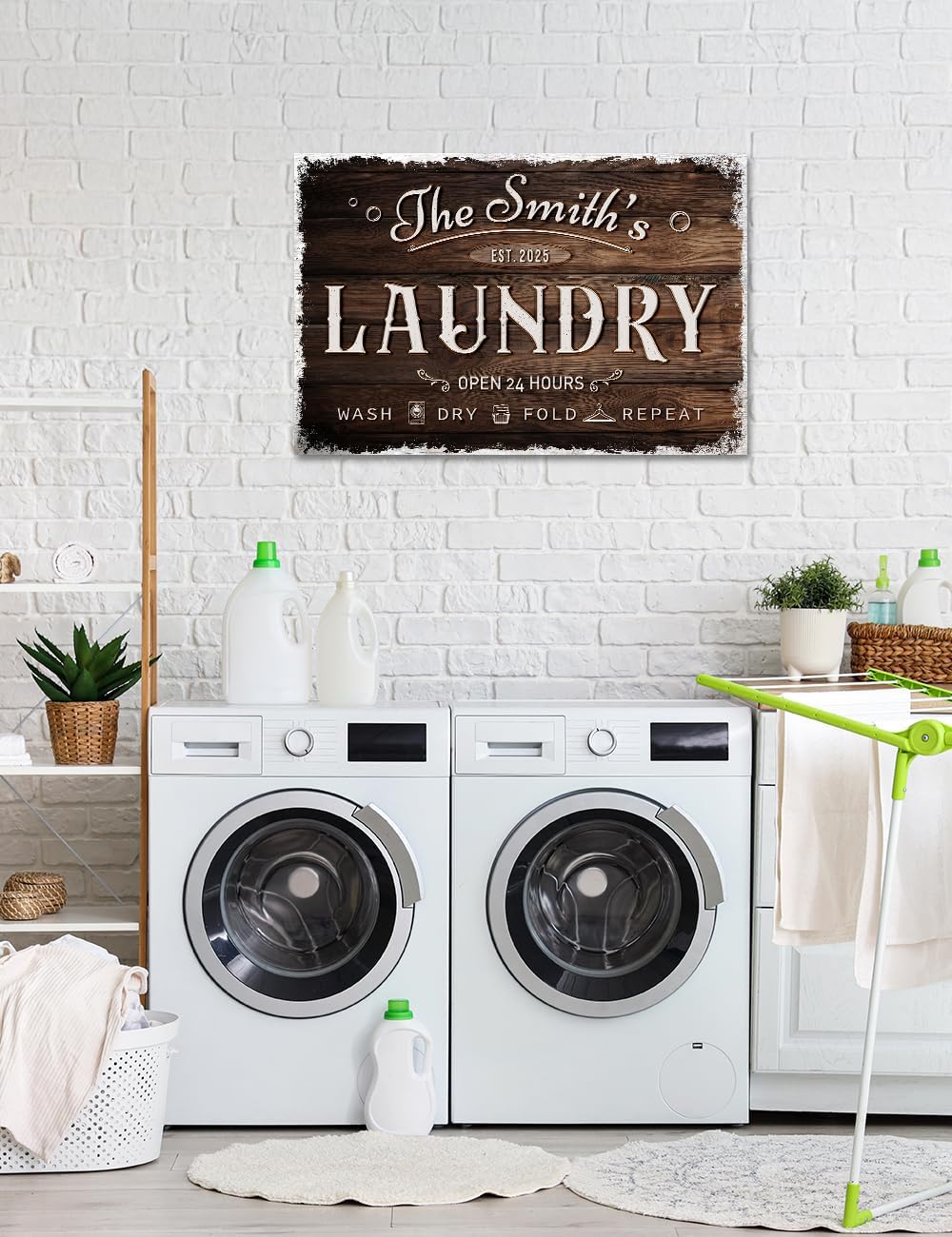 IPIC - Personalized Laundry Room Sign, Custom Canvas Wall Art with Family Name, Rustic Home Decor Printed Acid-Free Cotton Canvas for Business and Home, Made in USA and Ready to hang for Laundry Decor