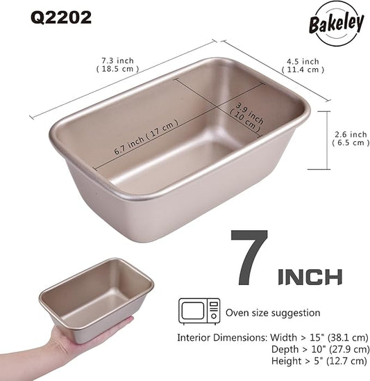 1Lb Loaf Pan, 7-inch Non-Stick Oblong Bread and Meat Bakeware for Oven Baking 7.28" × 4.52" x 2.55"