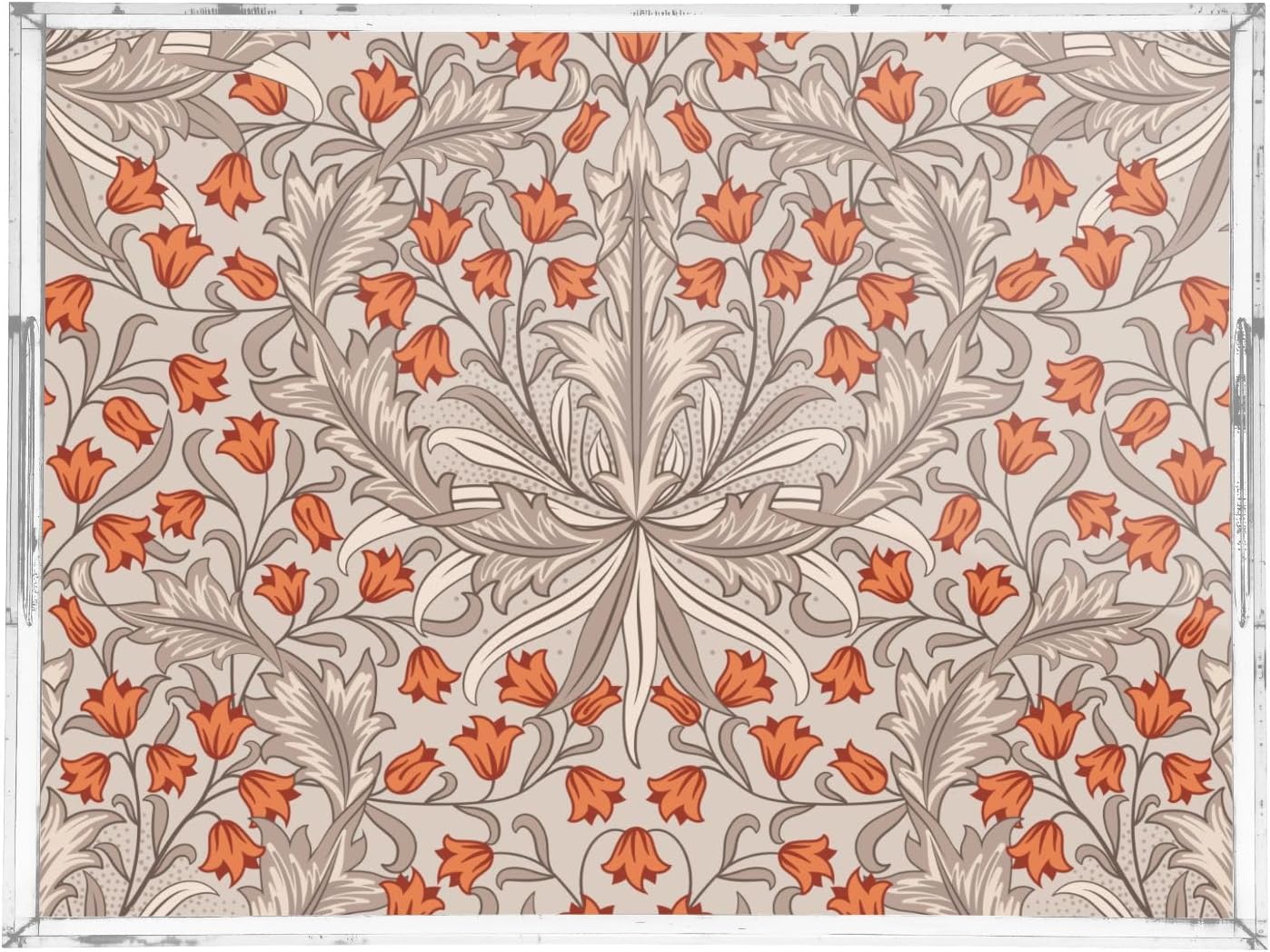 Acrylic Serving Tray with Handles Spill Proof Kitchen Storage Tray Clear Decorative Tray Makeup Drawer Organizer Storage Tray for Bathroom Living Room Ottoman 15.7x11.8Inches